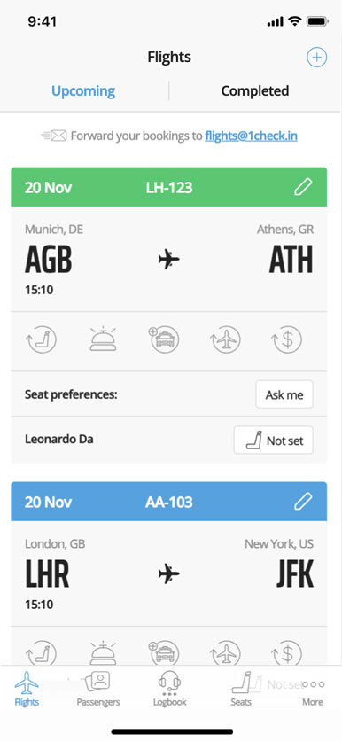 Manage upcoming flights