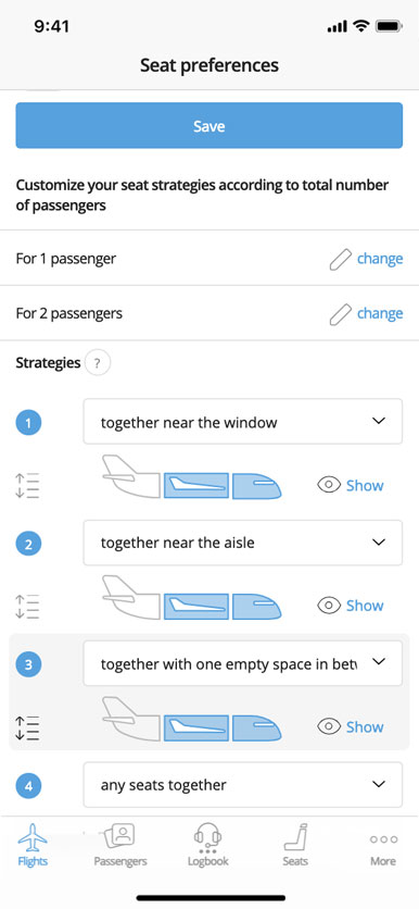 Set your seat preferences